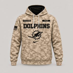 Miami Dolphins | Personalized Desert Camo Military Hoodie
